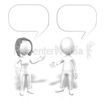 Stick Man Woman Speech Bubbles Presentation clipart