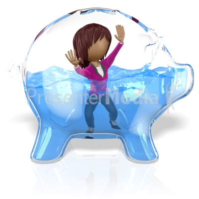 Piggy Bank Glass Water Female Figure Presentation clipart
