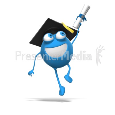 Roundy Graduate Jumping With Diploma Presentation clipart