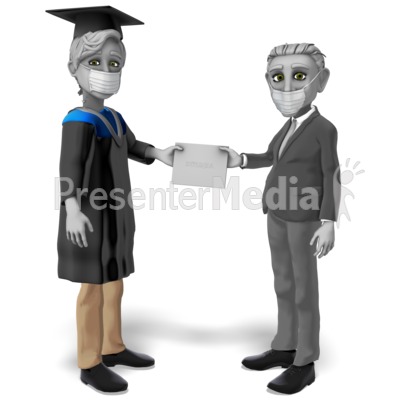 Male Student Mask Receiving Diploma Presentation clipart