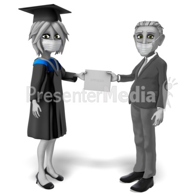 Female Student Mask Receiving Diploma Presentation clipart