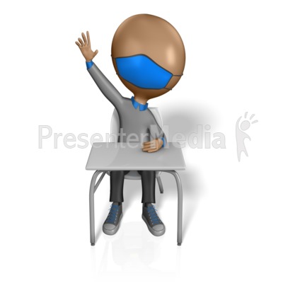 Student Wearing Mask Raising Hand - ClipArt Presentation clipart