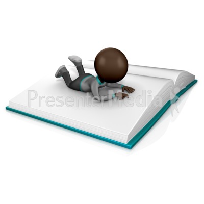 Guy Figure Reading On Huge Book Presentation clipart