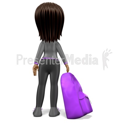 Stick Girl Student Backpack Presentation clipart