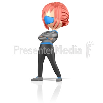 Stickwoman Standing Proud Mask Presentation clipart