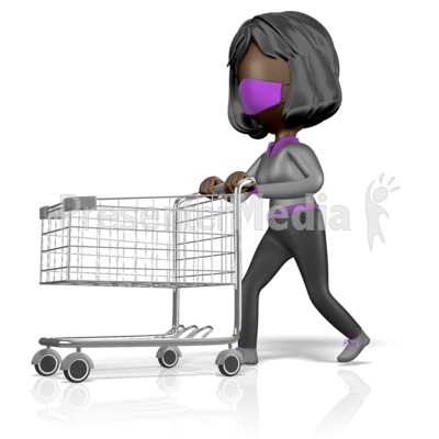 Stickwoman Mask Push Shopping Cart Presentation clipart