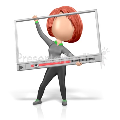 Woman Figure Holding Media Player Frame Presentation clipart