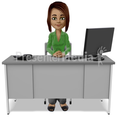 Business Woman Sit Desk Presentation clipart