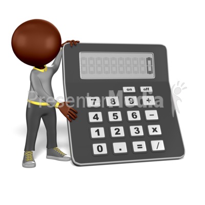 Figure Holding Up a Large Calculator Presentation clipart