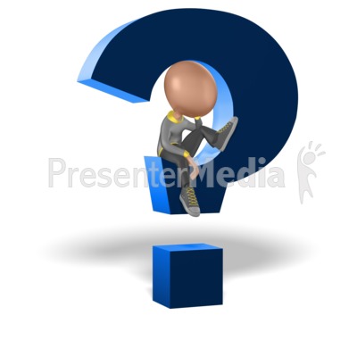Figure Sitting and Thinking Inside of Question Mark Presentation clipart