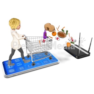 Woman Shopping Cart Thanksgiving Presentation clipart