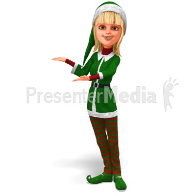 Santa's Helper Gesturing To Side Presentation clipart