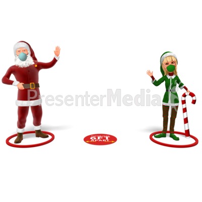 Santa and Helper Social Distance Presentation clipart
