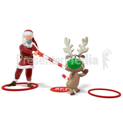 Santa Pushing a Reindeer to Social Distance Presentation clipart