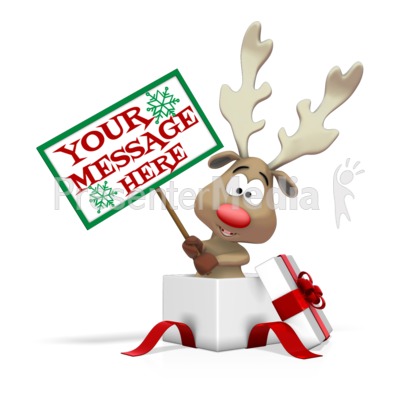 Reindeer Holding Sign In Present Presentation clipart