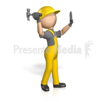 Construction Figure Using Hammer Presentation clipart