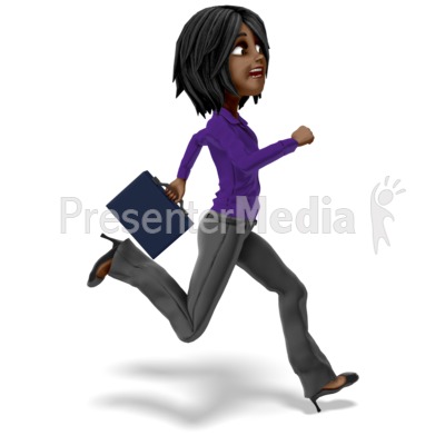 Businesswoman Running Briefcase Presentation clipart