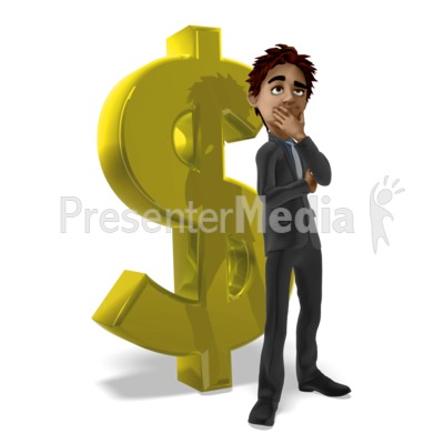 Businessman Dollar Sign Thinking Presentation clipart