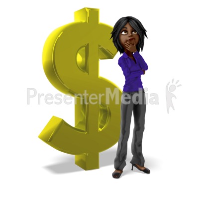 Businesswoman Dollar Sign Thinking Presentation clipart