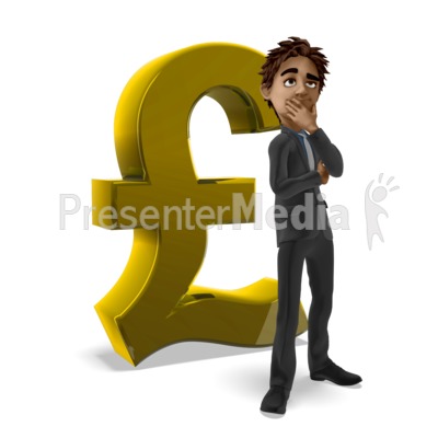 Businessman Thinking Pound Symbol Presentation clipart