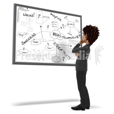 Businessman Pondering White Board Presentation clipart