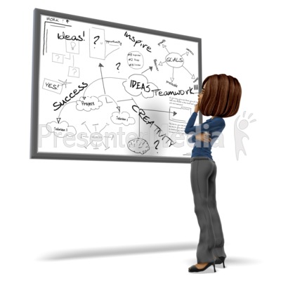 Businesswoman Pondering White Board Presentation clipart