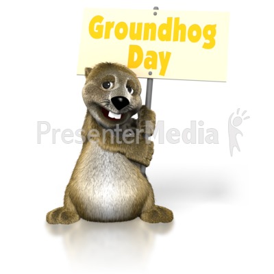 Groundhog with Groundhog day sign