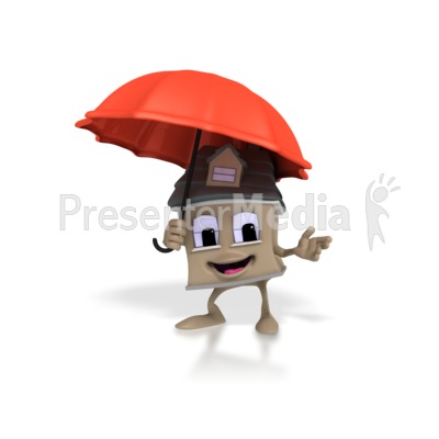 3D Cartoon House under Umbrella