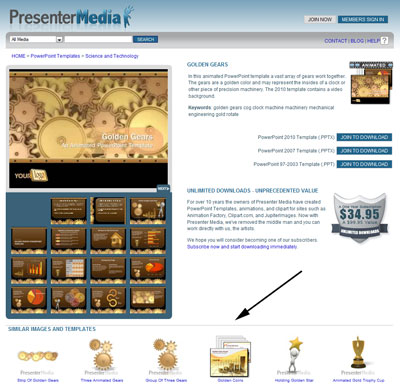 Screenshot of PresenterMedia