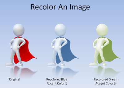 Recolored images in PowerPoint