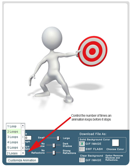 Control the number of loops in an animated gif