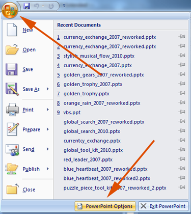 Options in PowerPoint 2007