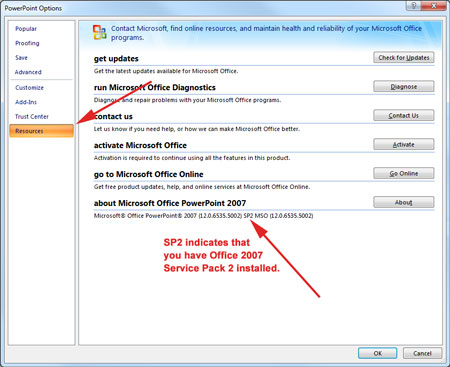 PowerPoint 2007 version numbers