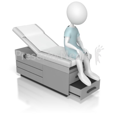 Patient sitting on examination table