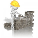 Woman Brick Wall Construction