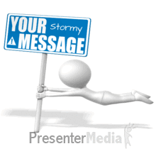 Figure In High Wind Holding Sign Presentation clipart