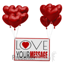 Floating Heart Balloons Custom Sign Presentation clipart