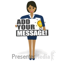 Woman Flat Holding Sign Presentation clipart