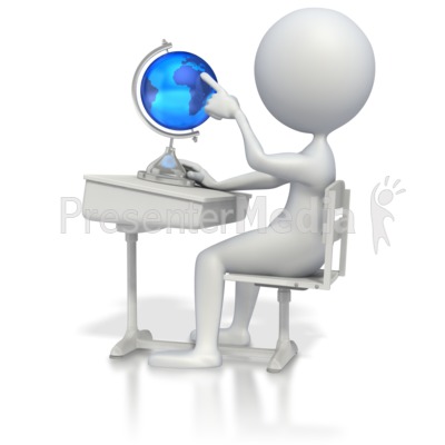 Student At Desk With Globe Great Powerpoint Clipart For