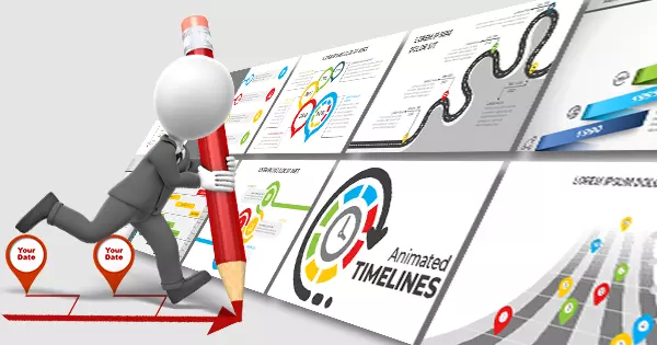 A group of business PowerPoint presentation clipart images in a collage