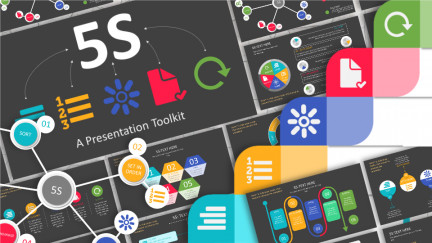 A collage of presentation slides from 5s Toolkit Template PowerPoint Template