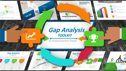 A collage of presentation slides from Gap Analysis Toolkit PowerPoint Template