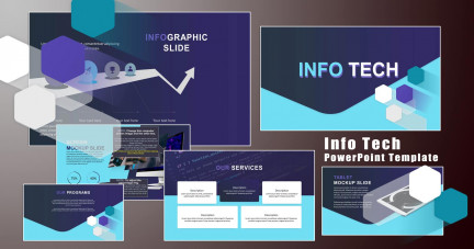 A collage of presentation slides from Info Tech PowerPoint Template