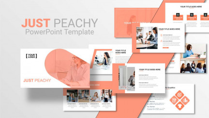 A collage of presentation slides from Just Peachy PowerPoint Template