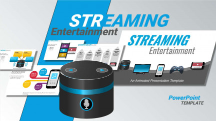 A collage of presentation slides from Online Streaming Entertainment PowerPoint Template