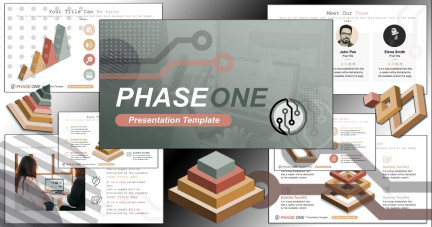 A collage of presentation slides from Phase One PowerPoint Template