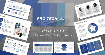 A collage of presentation slides from Pro Tech Template PowerPoint Template