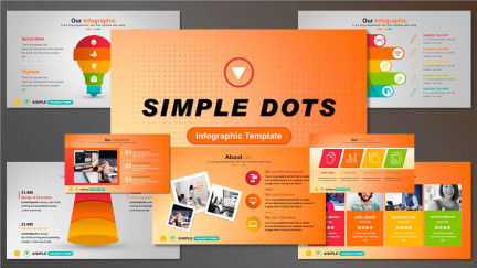 A collage of presentation slides from Simple Dots PowerPoint Template