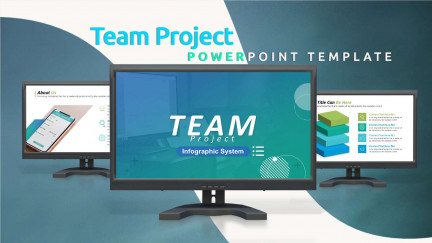 A collage of presentation slides from Team Project PowerPoint Template