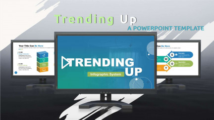A collage of presentation slides from Trending Up PowerPoint Template